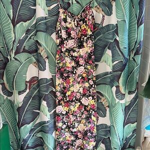 Wild Fable Black Floral Maxi Dress with corset lacing